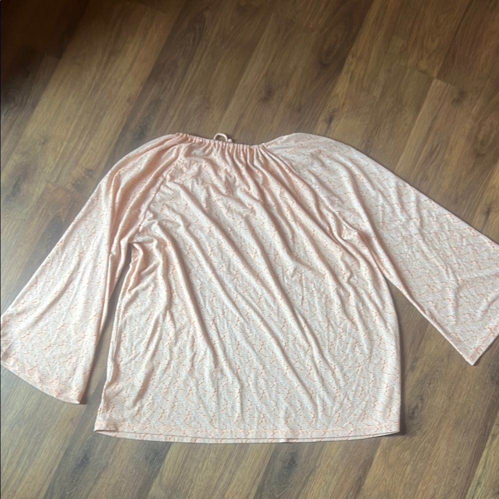 Michael Kors XL - Orange Peach Paisley Blouse - Relaxed Boxy Fit - Picture 14 of 14